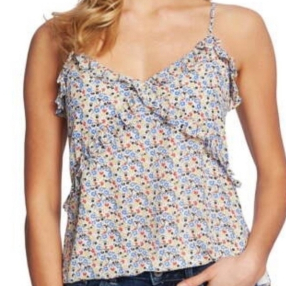 CeCe Havana Fiesta Floral Ruffle Camisole Top Soft Ecru 7039065 Mens S